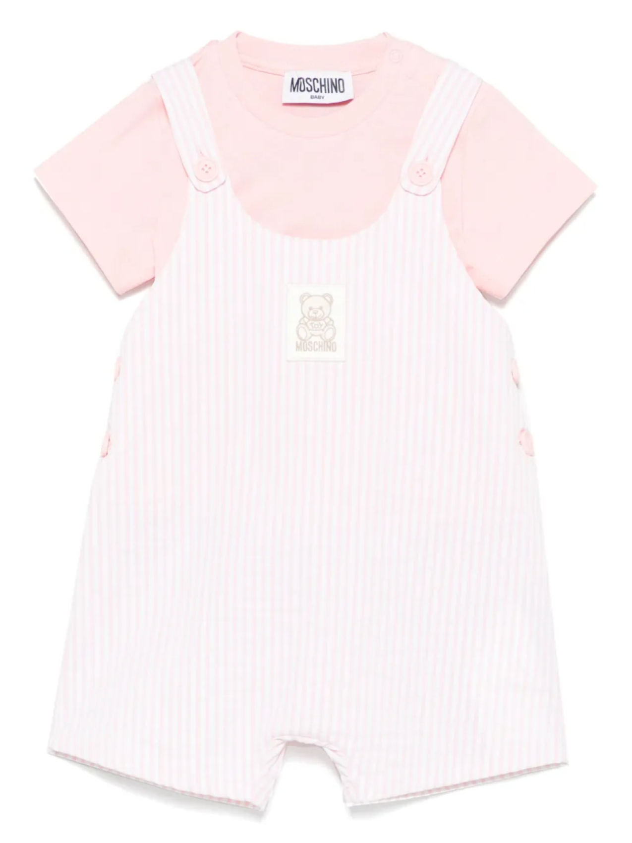 

Комплект полосатых комбинезонов Moschino Kids, розовый