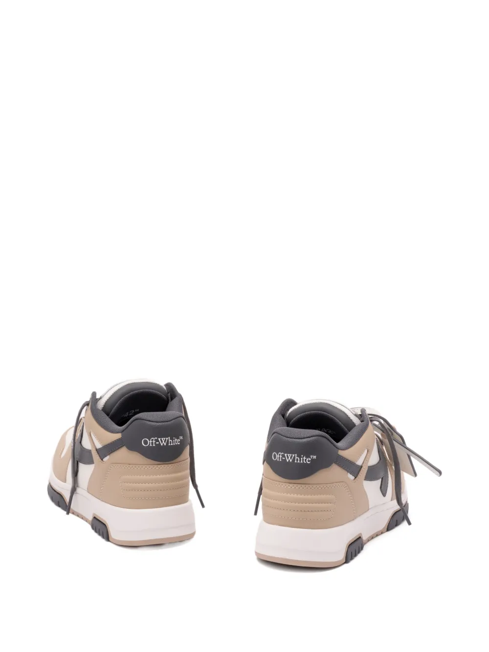 Кожаные кроссовки Out Of Office с фирменной стрелкой Off-White, бежевый — фото 3