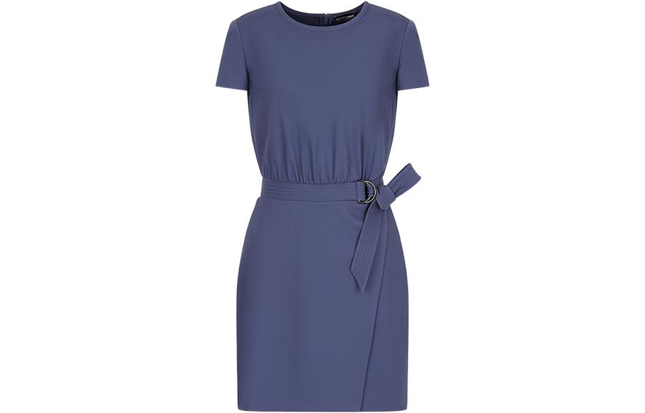 Женское короткое платье с короткими рукавами синего цвета EMPORIO ARMANI — фото 2