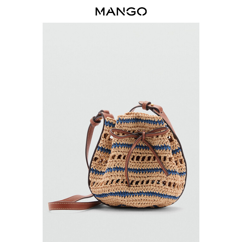 

Женские сумка Mango из натурального волокна с узловатым швом, темно-синий