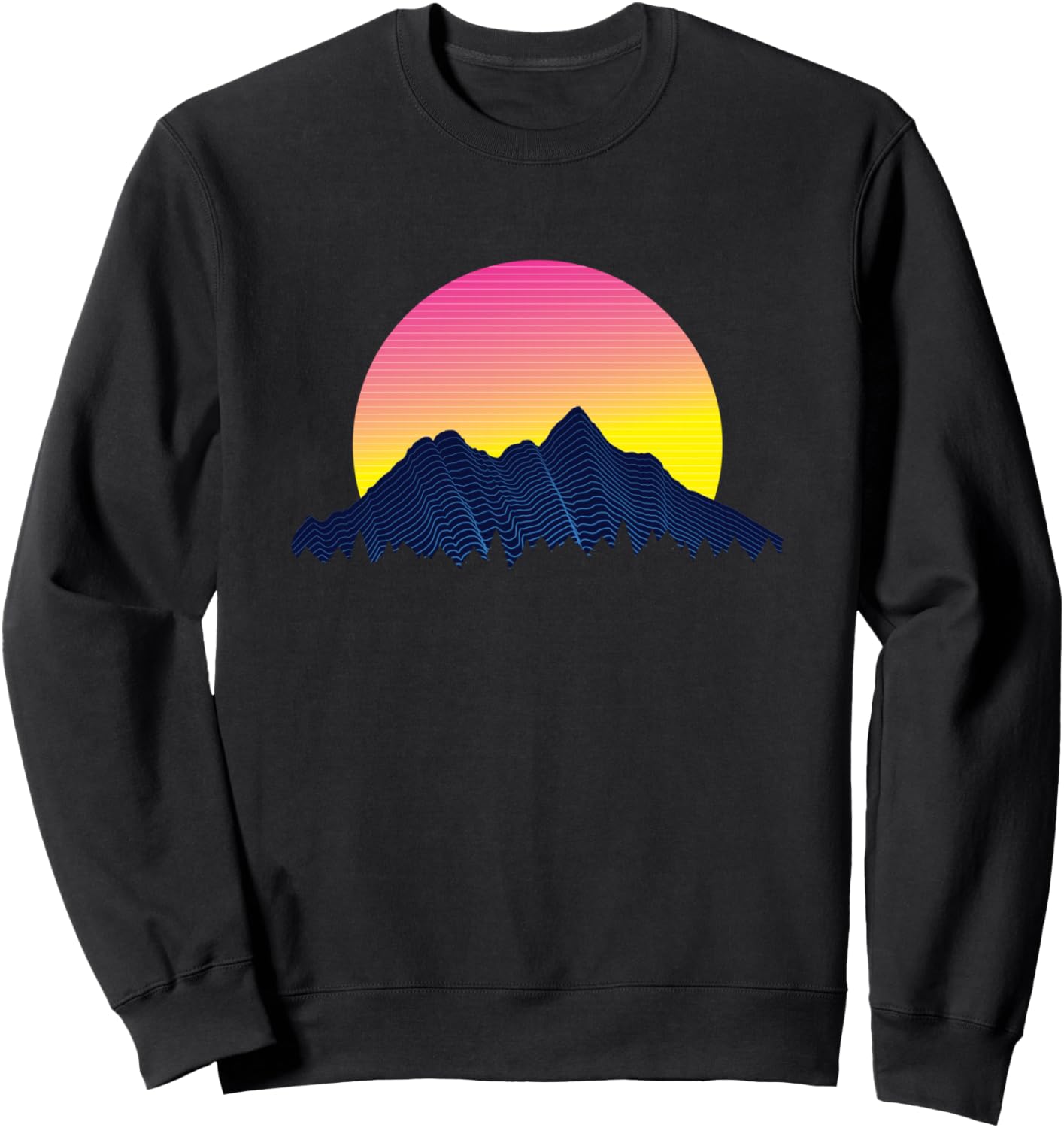 

Ретро-толстовка в стиле Vaporwave: закат с горами Vaporwave Aesthetic Sunset, черный