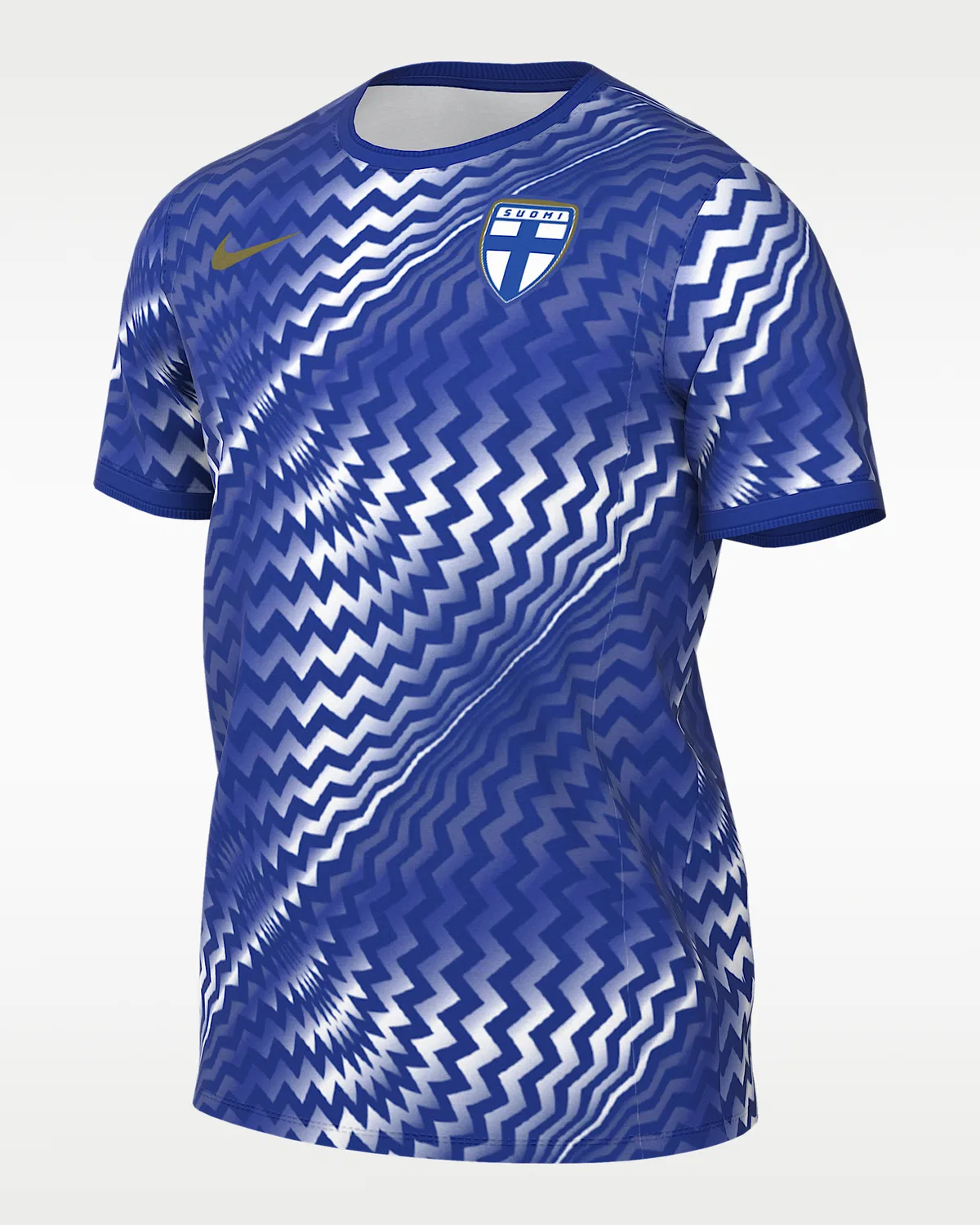 Мужская футболка Nike Dri-FIT для разминки перед матчем Финляндия, Hyper Blue/White/Jersey Gold