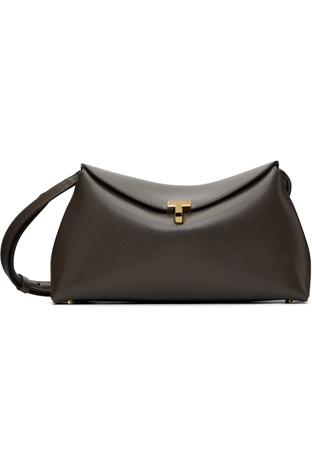 

Toteme Коричневая кожаная сумка-клатч с замком-защелкой