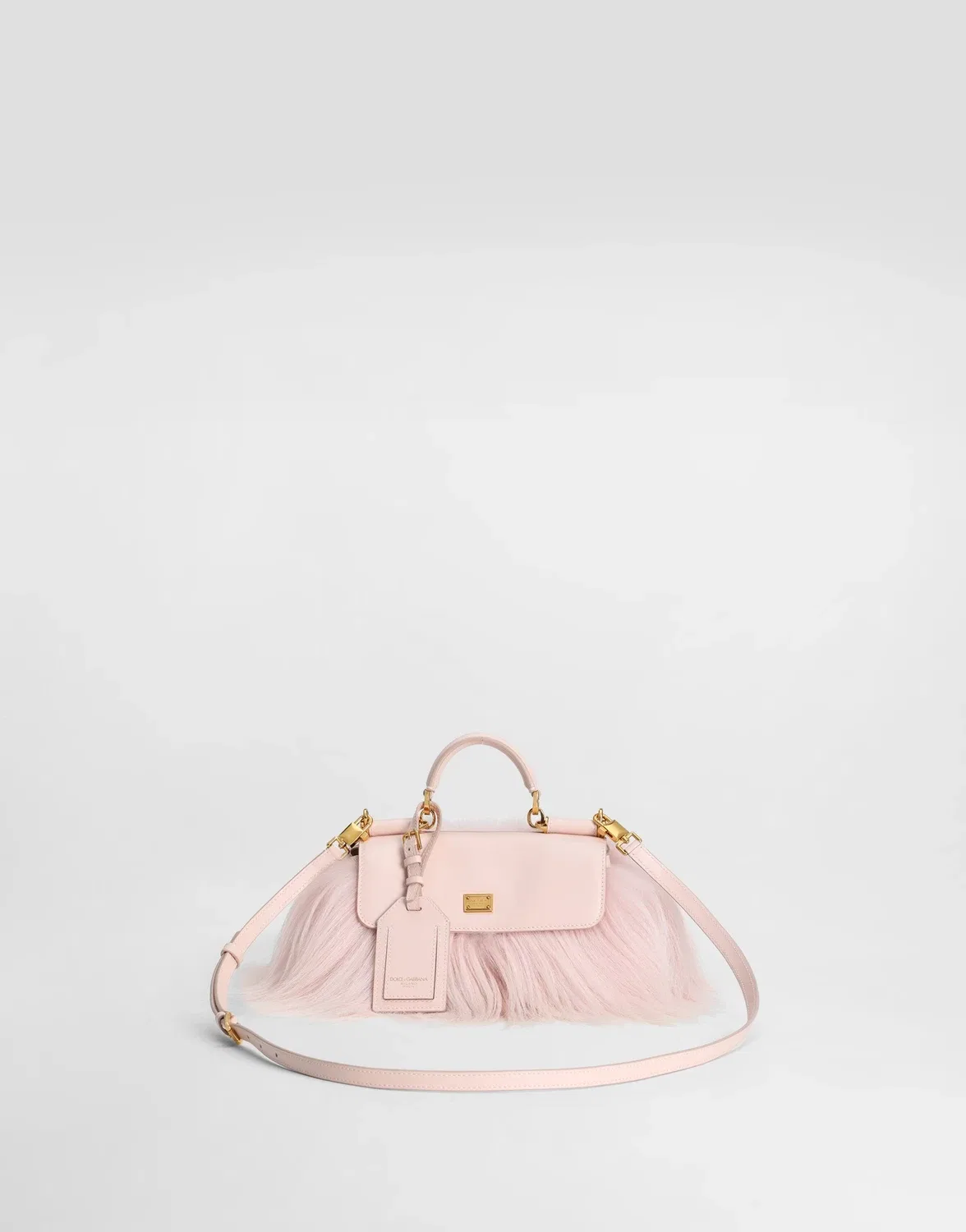 Сумка Mini My Sicily из меха длинношерстной козы и телячьей кожи плонже DOLCE & GABBANA, белый — фото 3