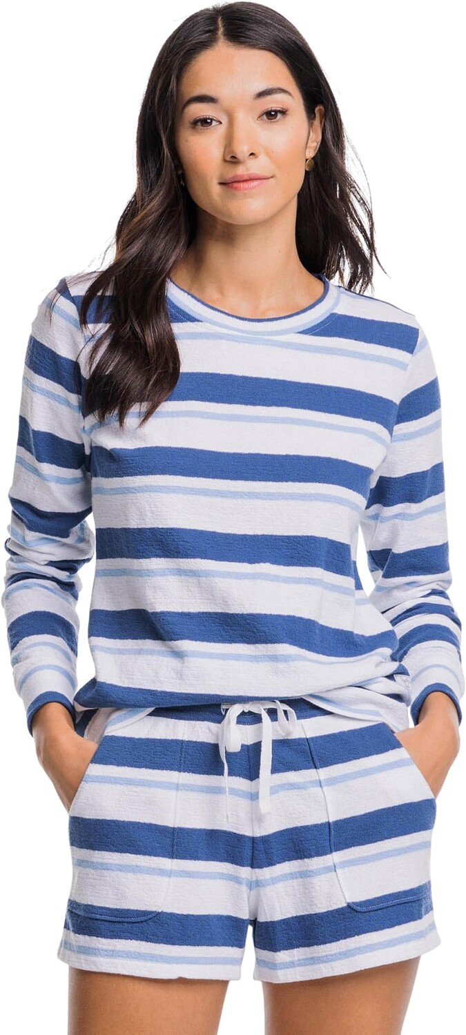 

Толстовка Southern Tide Lana Beach Day Stripe Sweatshirt, цвет Seven Seas Blue