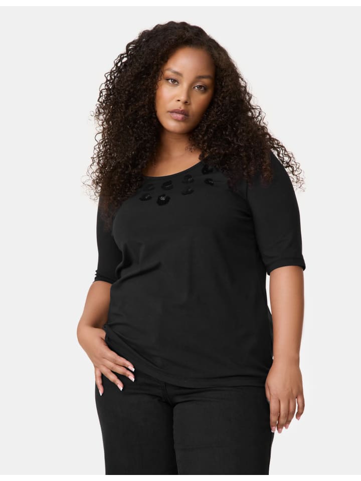 

Футболка SAMOON T-Shirt Kurzarm Rundhals, цвет Black gemustert