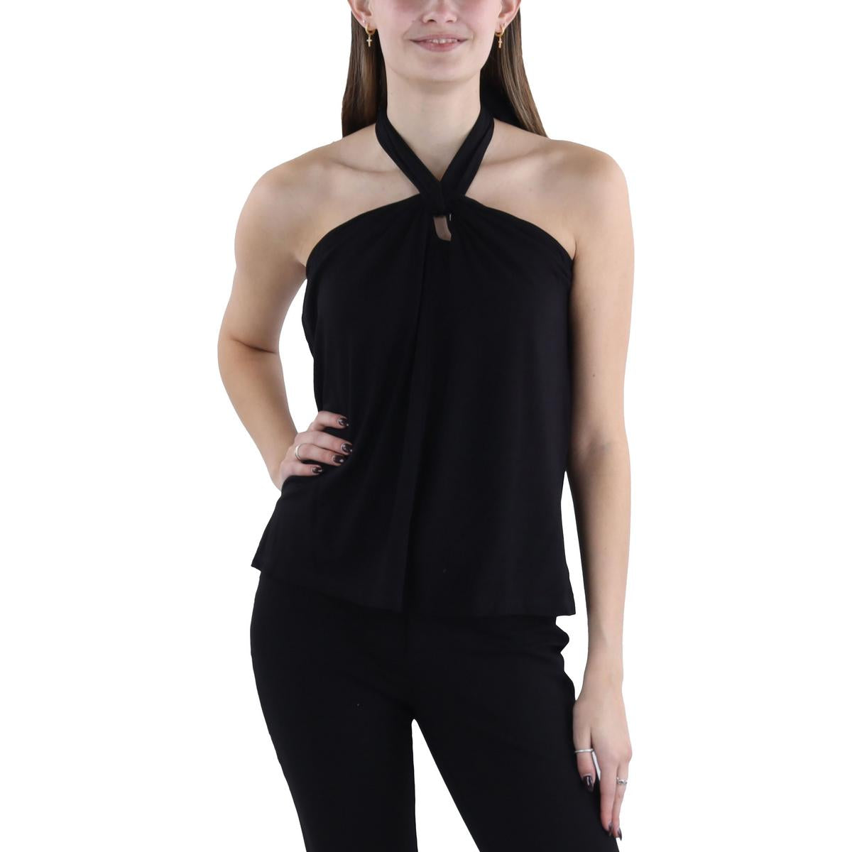 

Женский топ-топ без рукавов с бретельками через шею Vince Camuto, цвет rich black