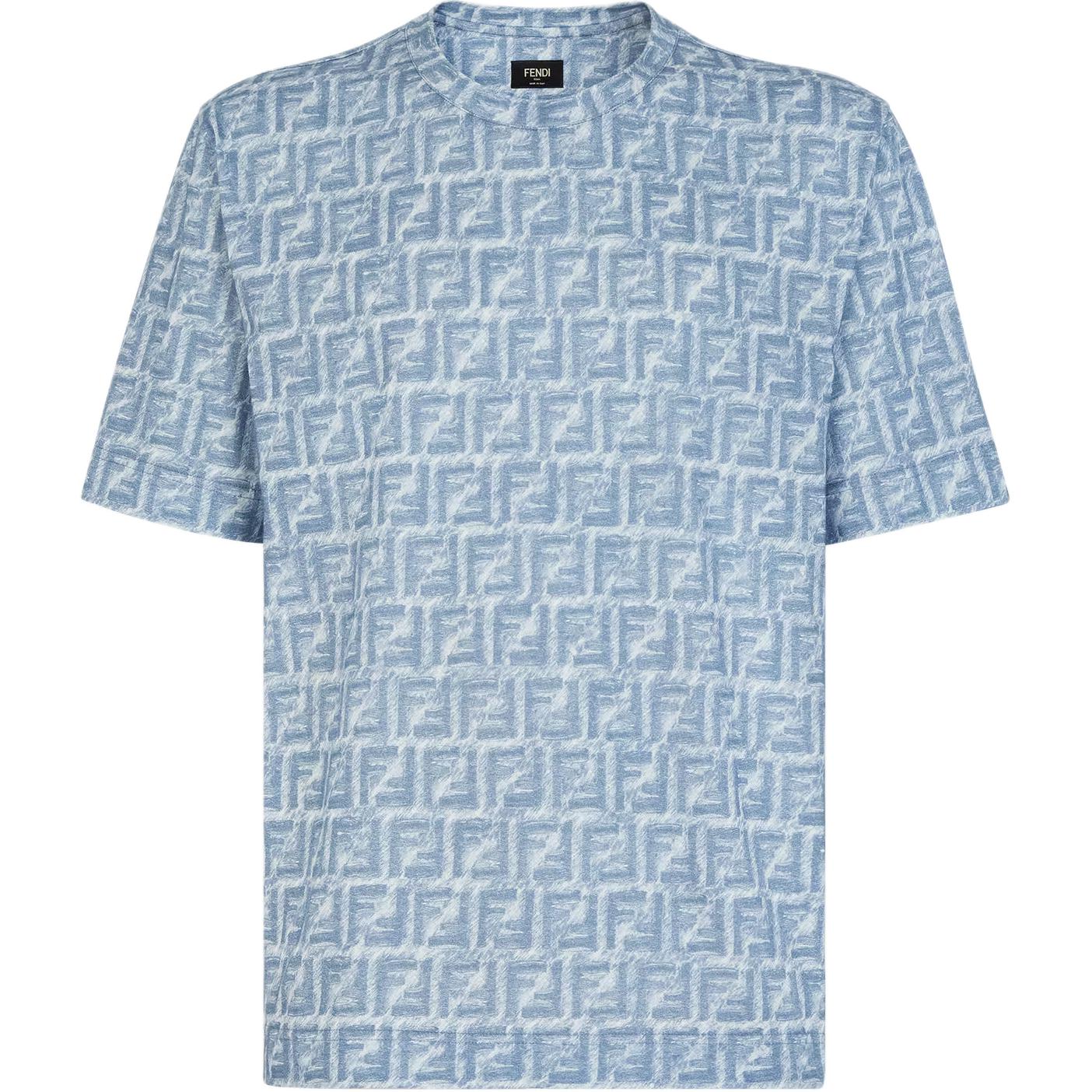 Джемперная футболка ff jacquard FENDI, синий — фото 3