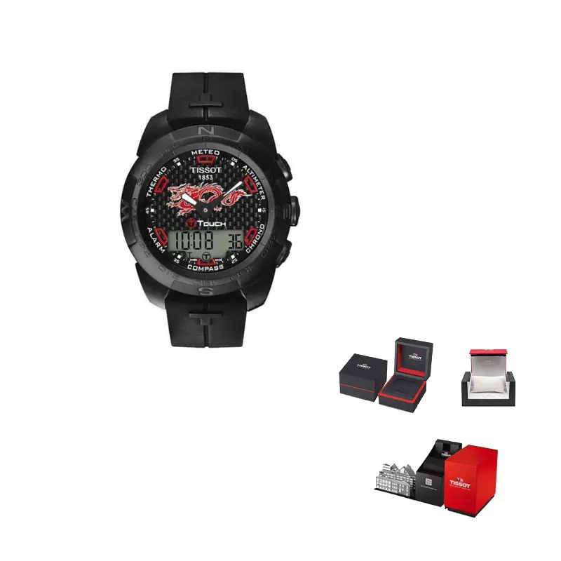 

TISSOT Часы T Touch Smart Collection Quartz Movement Men's Watch Watch 43.6mm Black Dial Titanium Watch Case Rubber Strap, Black Dial