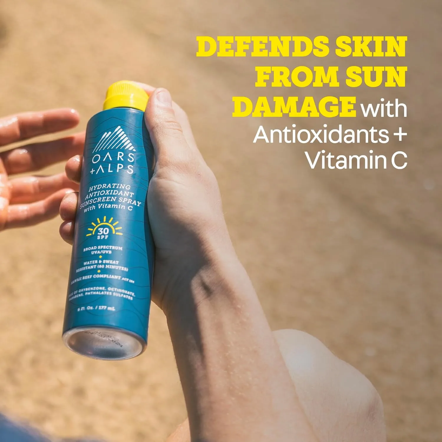 Oars + Alps SPF 30 солнцезащитный спрей для лица и тела, быстро впитывается, легкий, нежирный, водостойкий, без октиноксата и оксибензона, 2 шт по 6 унций 177 мл (2 шт.), SPF 30 — фото 4