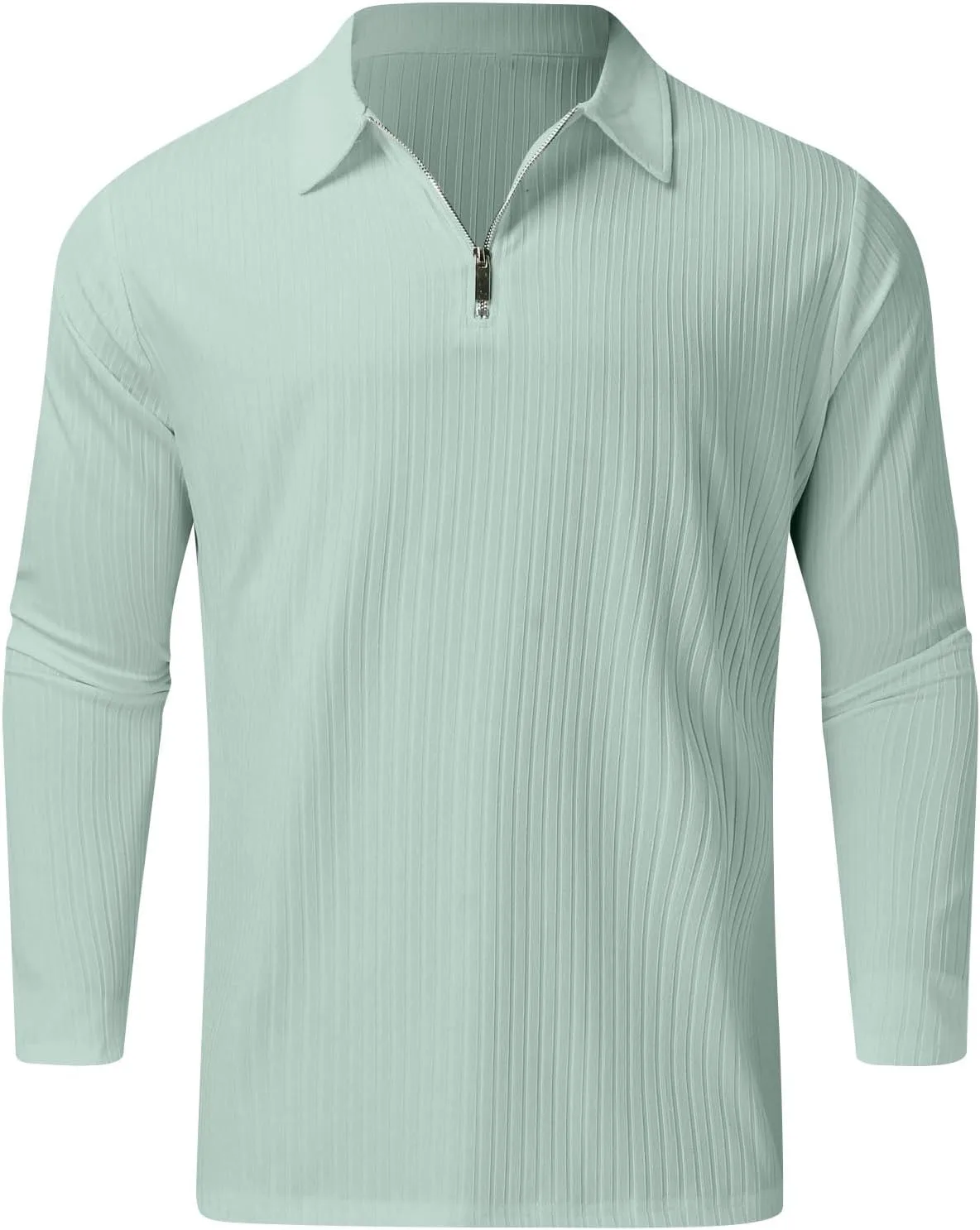 Мужская футболка с длинным рукавом Casual Ribbed Quarter Zip, Slim Fit, Stretch — фото 2