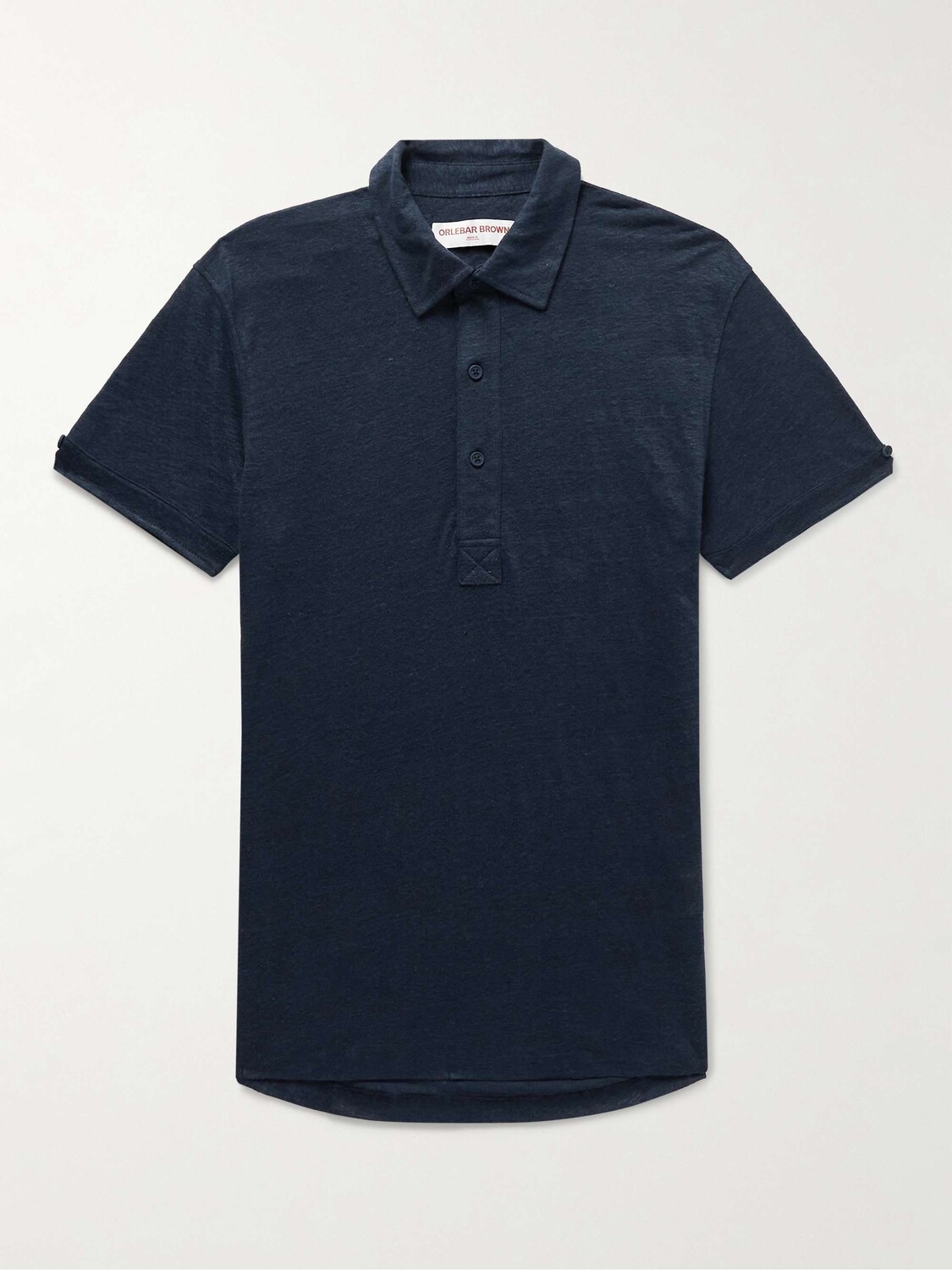 

Рубашка поло Sebastian Slim Fit из льна и джерси ORLEBAR BROWN, нави