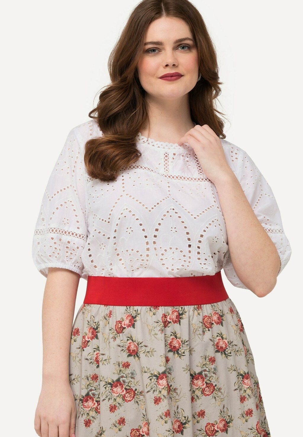 

Блуза BRODERIE ANGLAISE SHORT SLEEVE Ulla Popken, белый