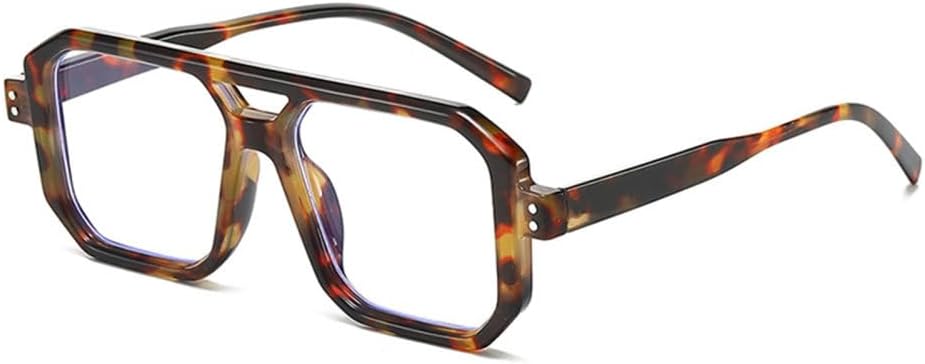 

Мужские солнцезащитные очки в стиле ретро с двойной перемычкой, квадратной формы, прозрачные градиентные линзы, защита от ультрафиолета UV400, женские солнцезащитные очки generic, Leopard Clear