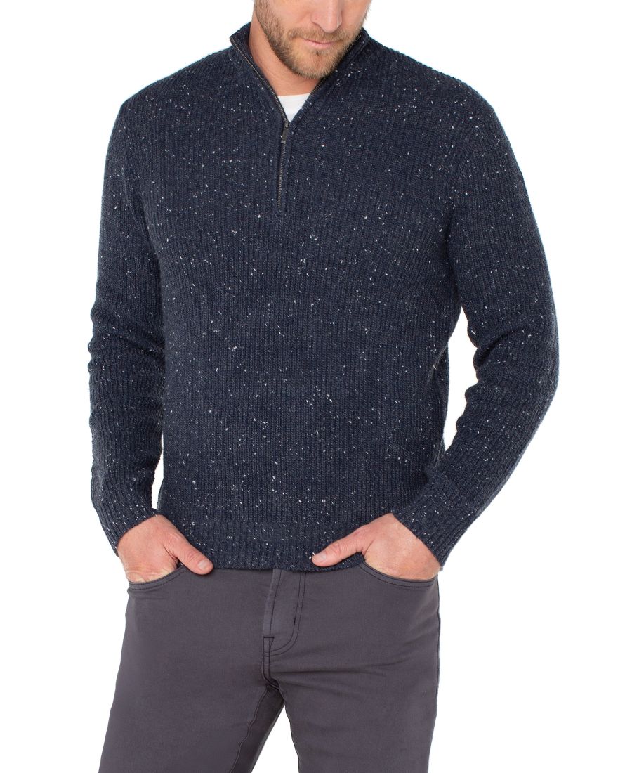 

Мужской свитер Donegal Rib с застежкой-молнией на четверть длины Liverpool Los Angeles, Indigo blue