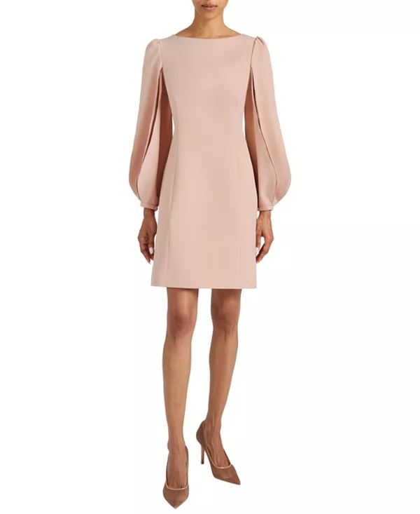 

Платье-Футляр Arana из эластичного крепа с плиссированными рукавами-«епископскими» Santorelli, розовый