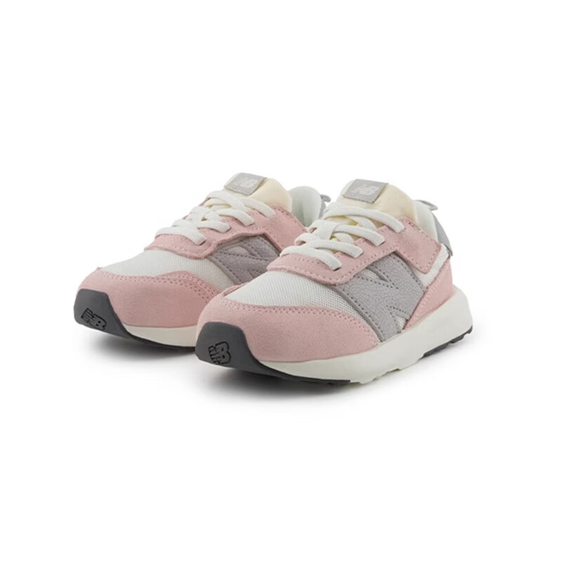 New Balance Серые розовые детские ботинки 370 Abrasion Resistant для малышей — фото 3