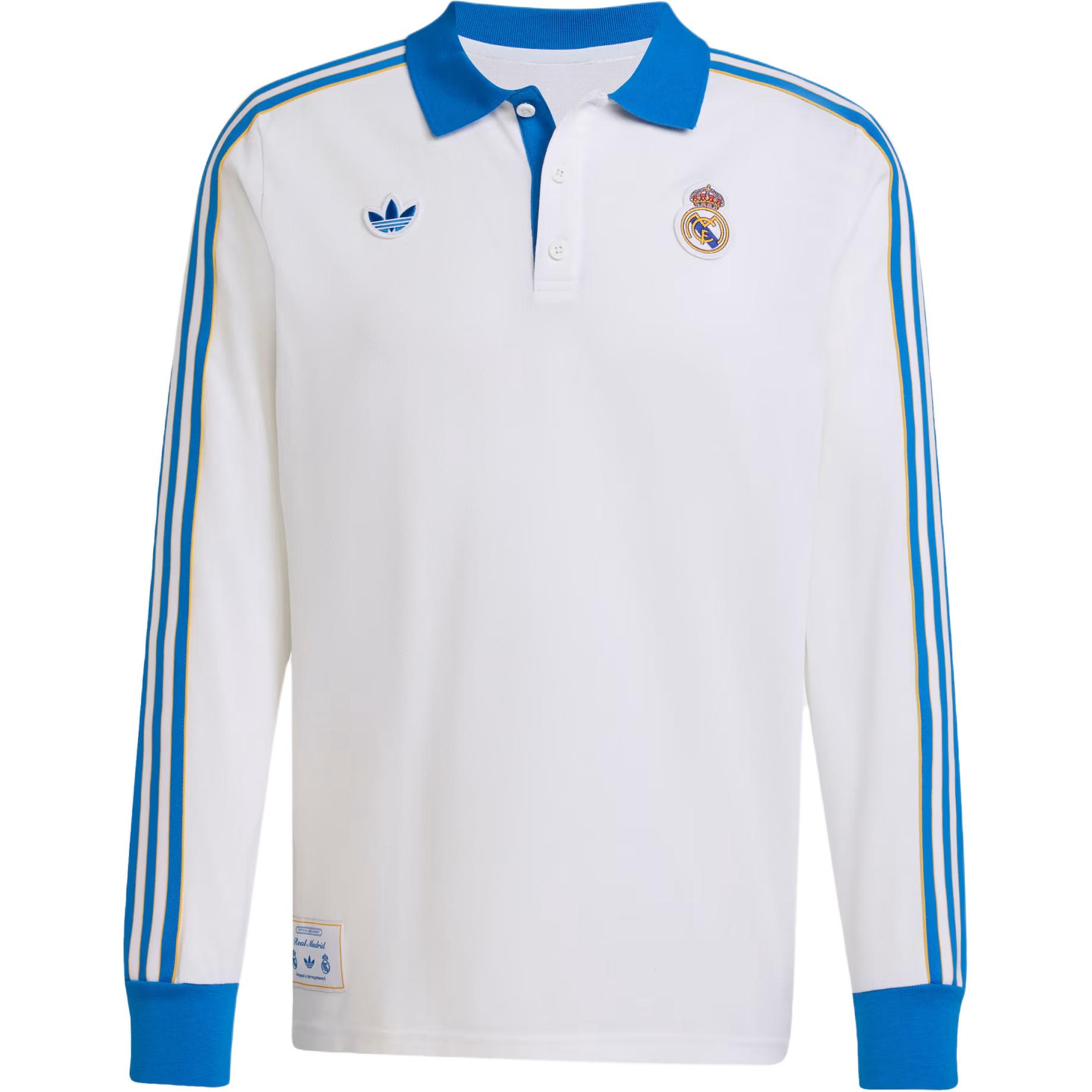 

Лонгслив поло Real Madrid Terrace Icons Adidas Originals, белый/синий