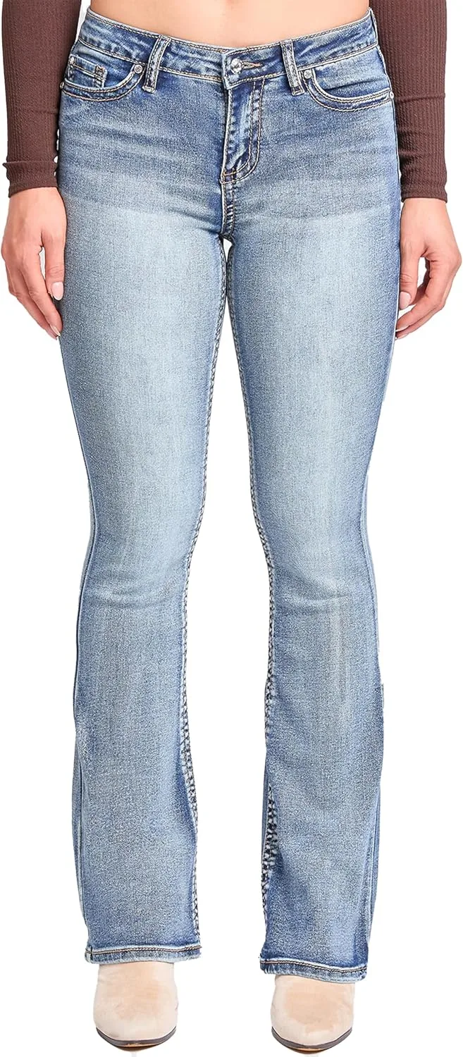 

YMI Women's YMI Jeans Heavy Stitch Mid Rise Bootcut Stud