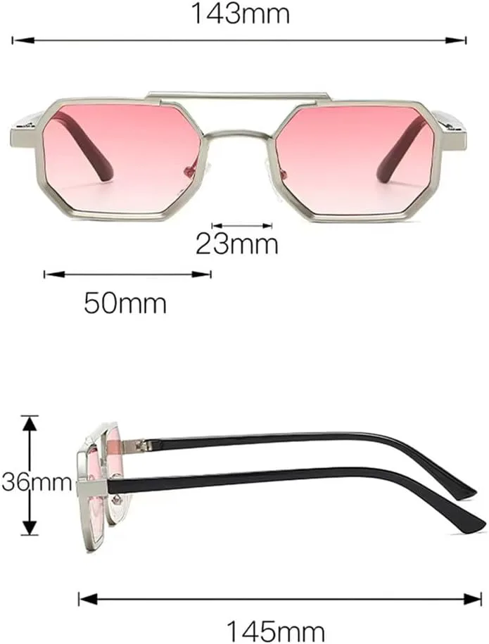 

Солнцезащитные очки с двойной перемычкой для мужчин и женщин, защита от ультрафиолета UV400, прозрачные градиентные линзы, металлическая оправа UYPTK, Yellow