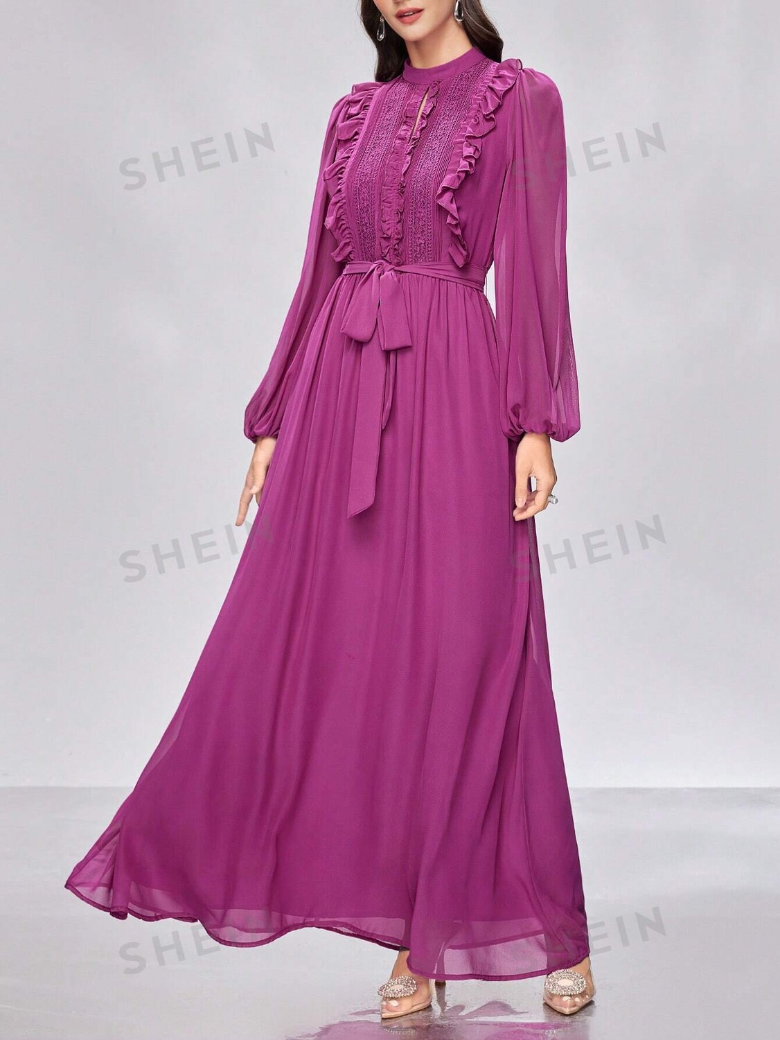 

Платье Shein Modely с рукавами-фонариками, фиолетовый