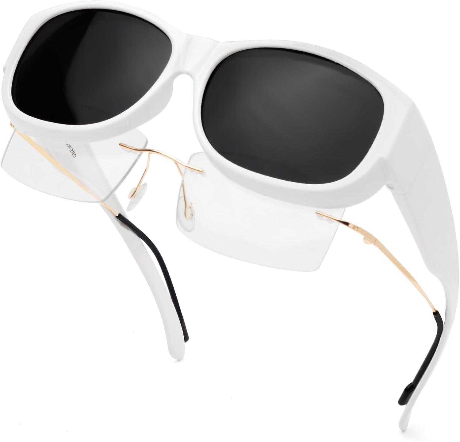 

Солнцезащитные очки с поляризованным покрытием, надеваемые поверх обычных очков, женские солнцезащитные очки с защитой от УФ-излучения, легкие Face Shadow, M White Frame / Grey Lens