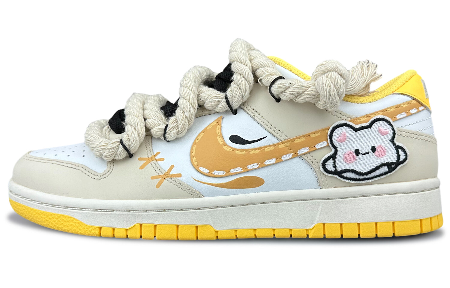 

Кроссовки для скейтбординга Dunk женские с низким верхом бежево-желтый Nike