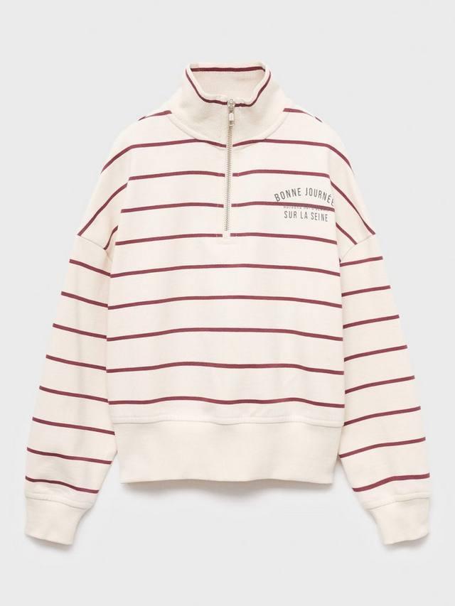 

Детский полосатый свитшот из хлопкового бонде Mango, Natural White