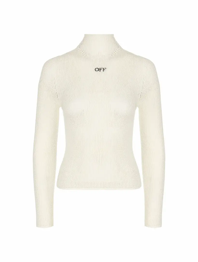 

Вязаная водолазка с логотипом Off-White, белый