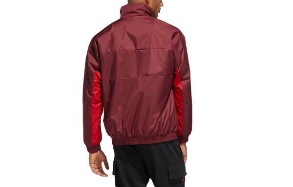 Куртка adidas limited Reversible Fleece Lined Colorblock Stand Collar logo Jacket Red, красный — фото 4