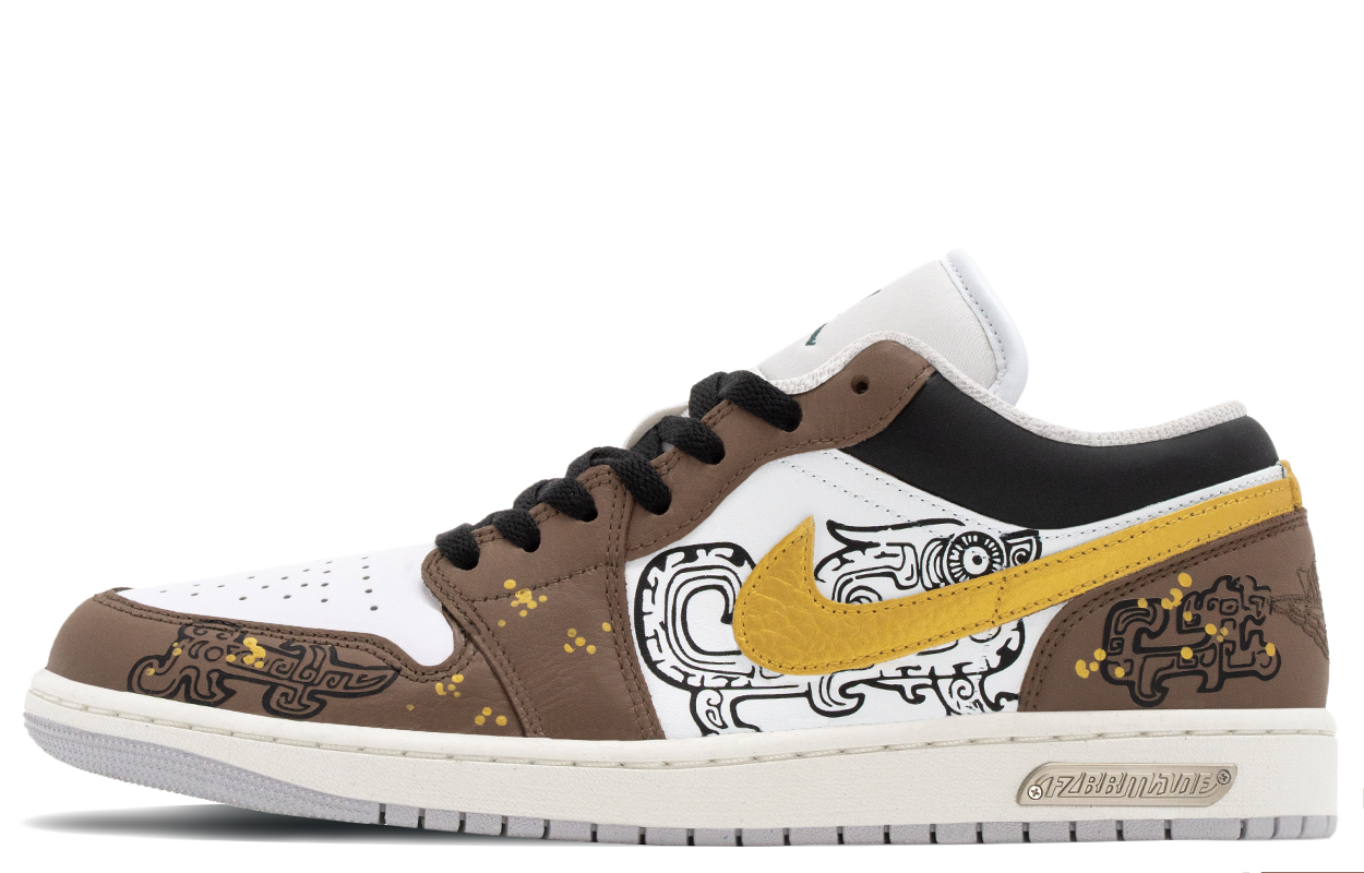 

Air 1 Chinese Style, Bronze Artifact, Dragon Pattern Abrasion Resistant низкие винтажные баскетбольные кроссовки Jordan, коричневый/белый