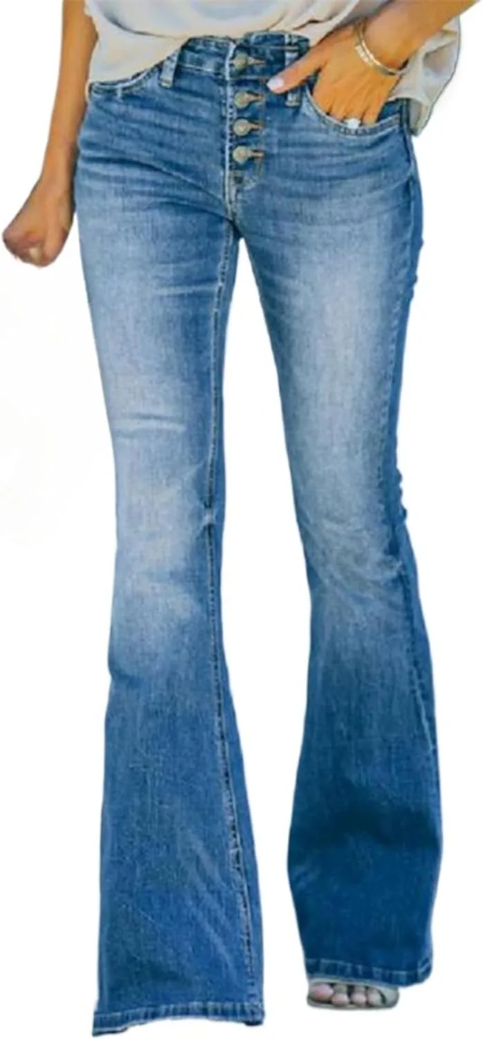 

Женские джинсы Casual Mid-Rise Stretch Slim Fit Wide Leg QOAAIE