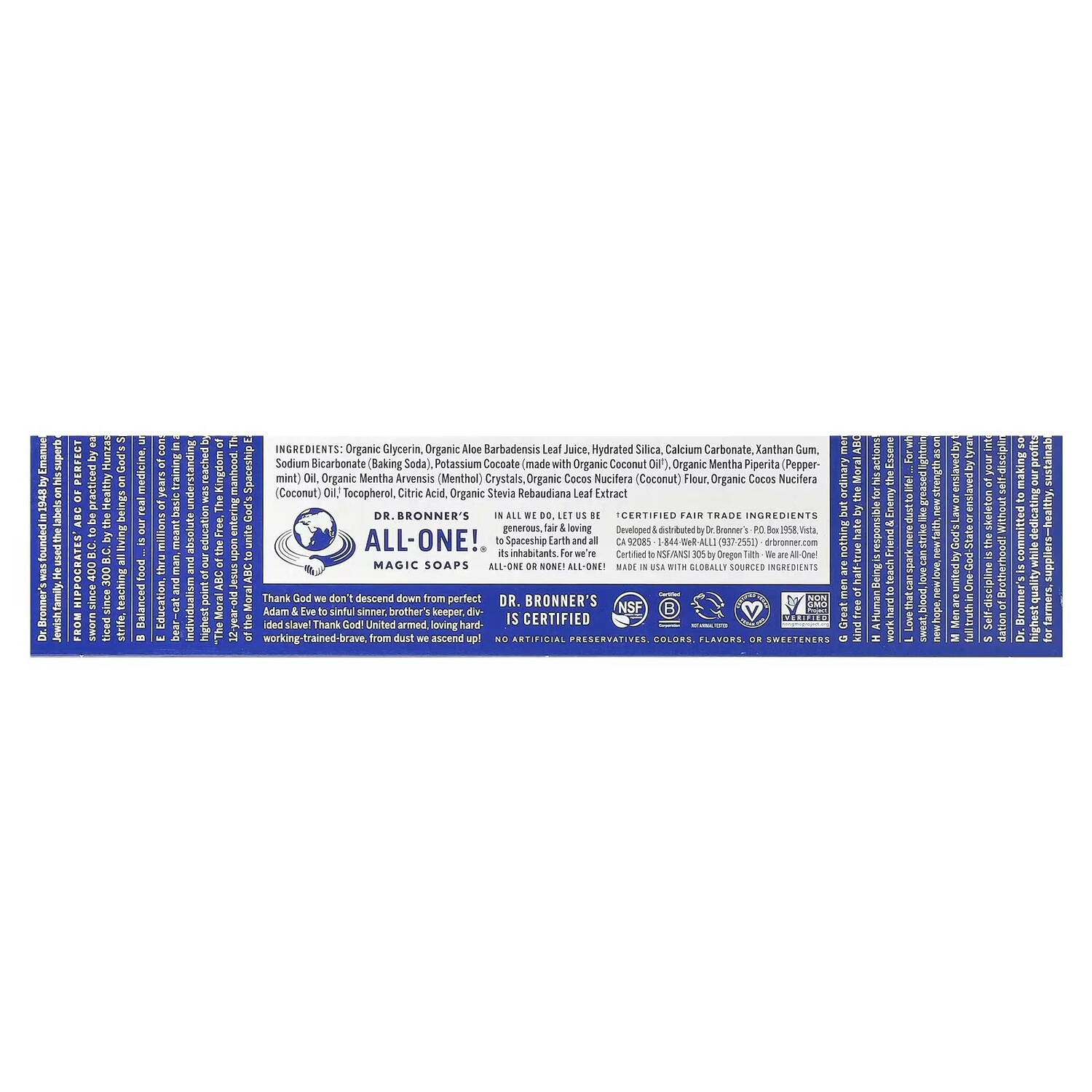 Зубная паста All-One, перечная мята, 5 унций (140 г) Dr. Bronner'S — фото 3