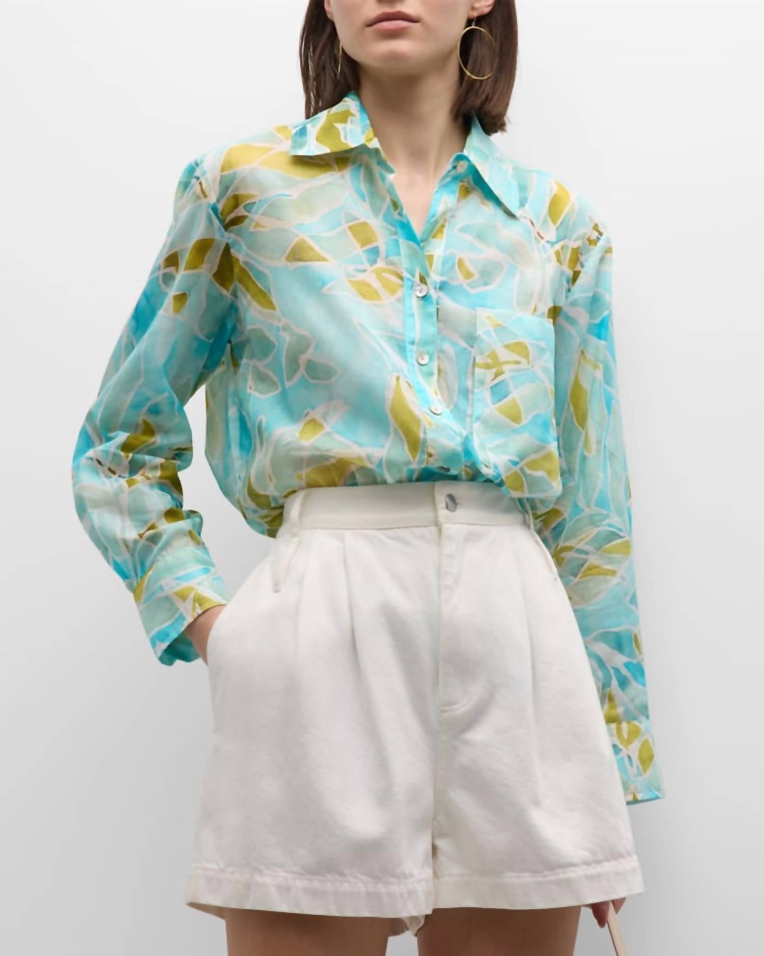 

Рубашка Andie Seaweed Print в цвете Teal/multi Finley