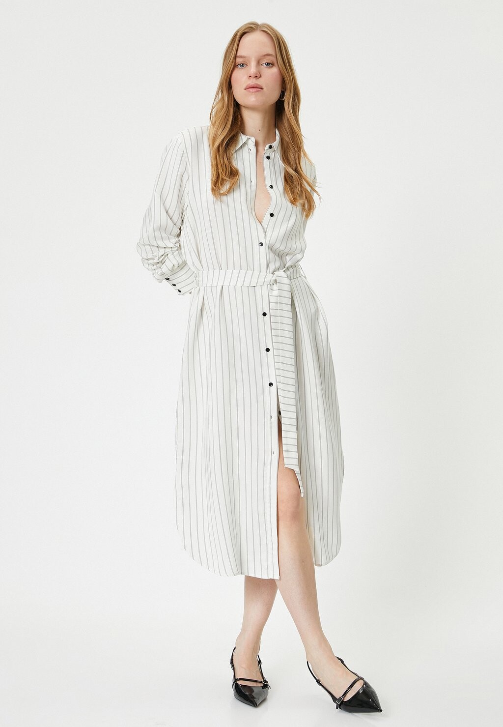 

Платье-рубашка BELTED BUTTONED MIDI Koton, черный