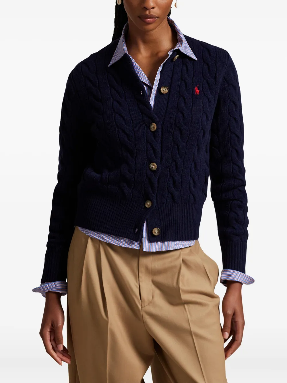 Кардиган с косами POLO RALPH LAUREN, синий — фото 3