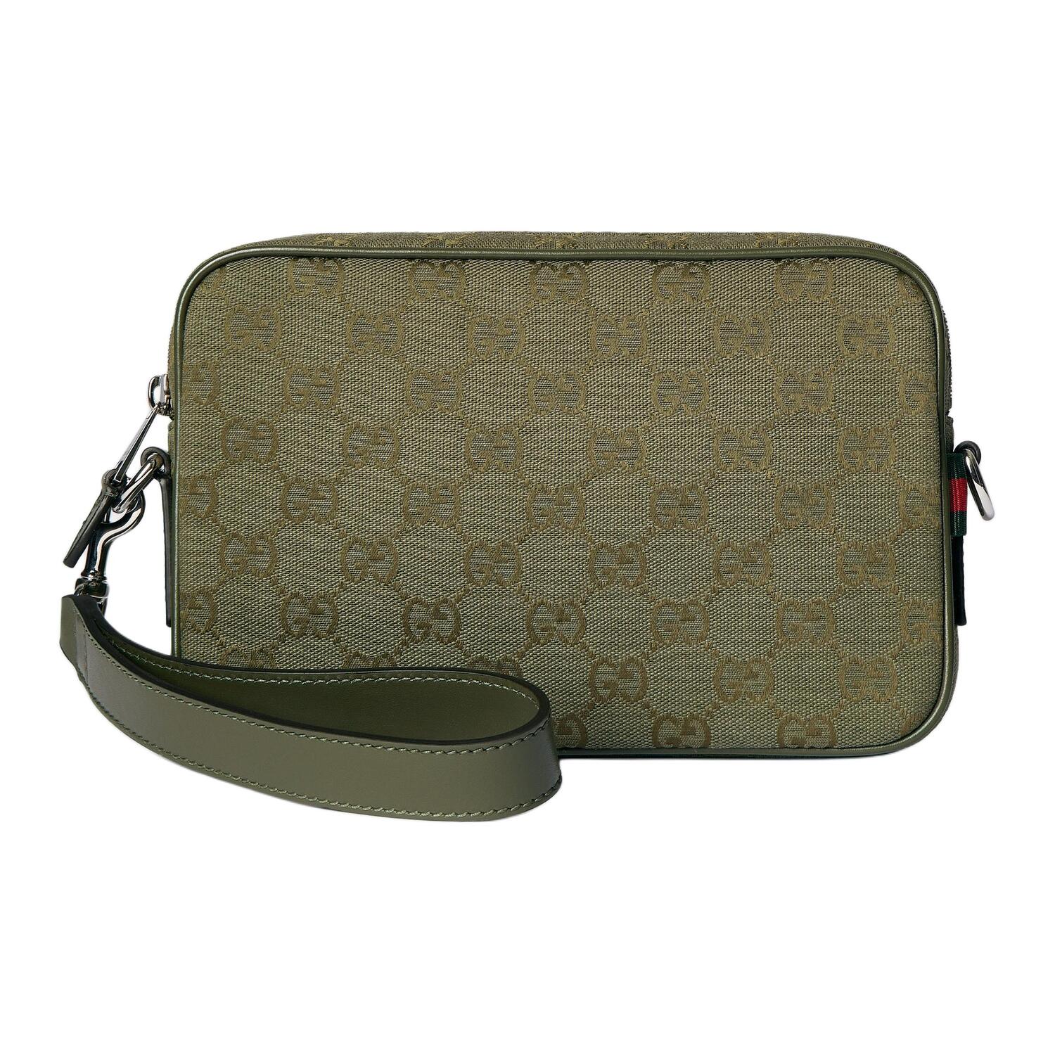 

GUCCI Холщовая поясная сумка малая мужская лесной зелёный
