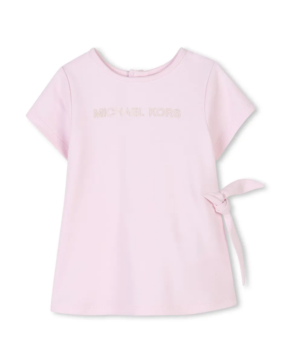 

Хлопковое платье для девочки с боковым узлом Michael Kors, цвет Rosa