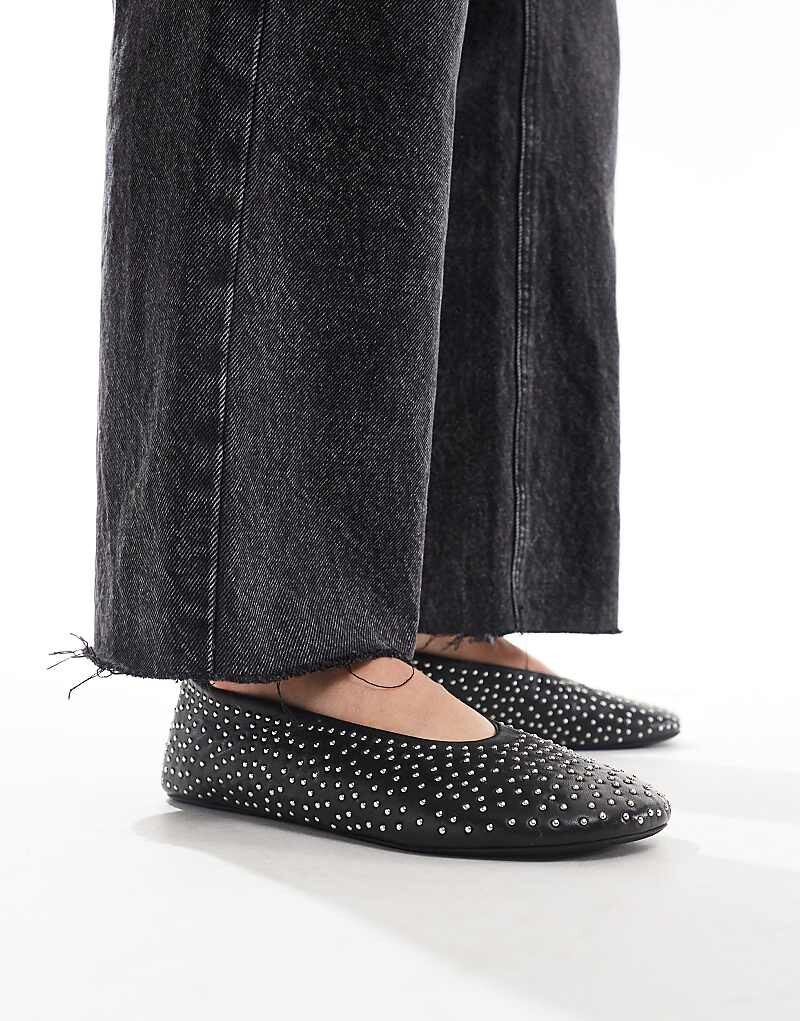 

ASOS DESIGN – Lustre – Черные кожаные балетки премиум-класса с крышками