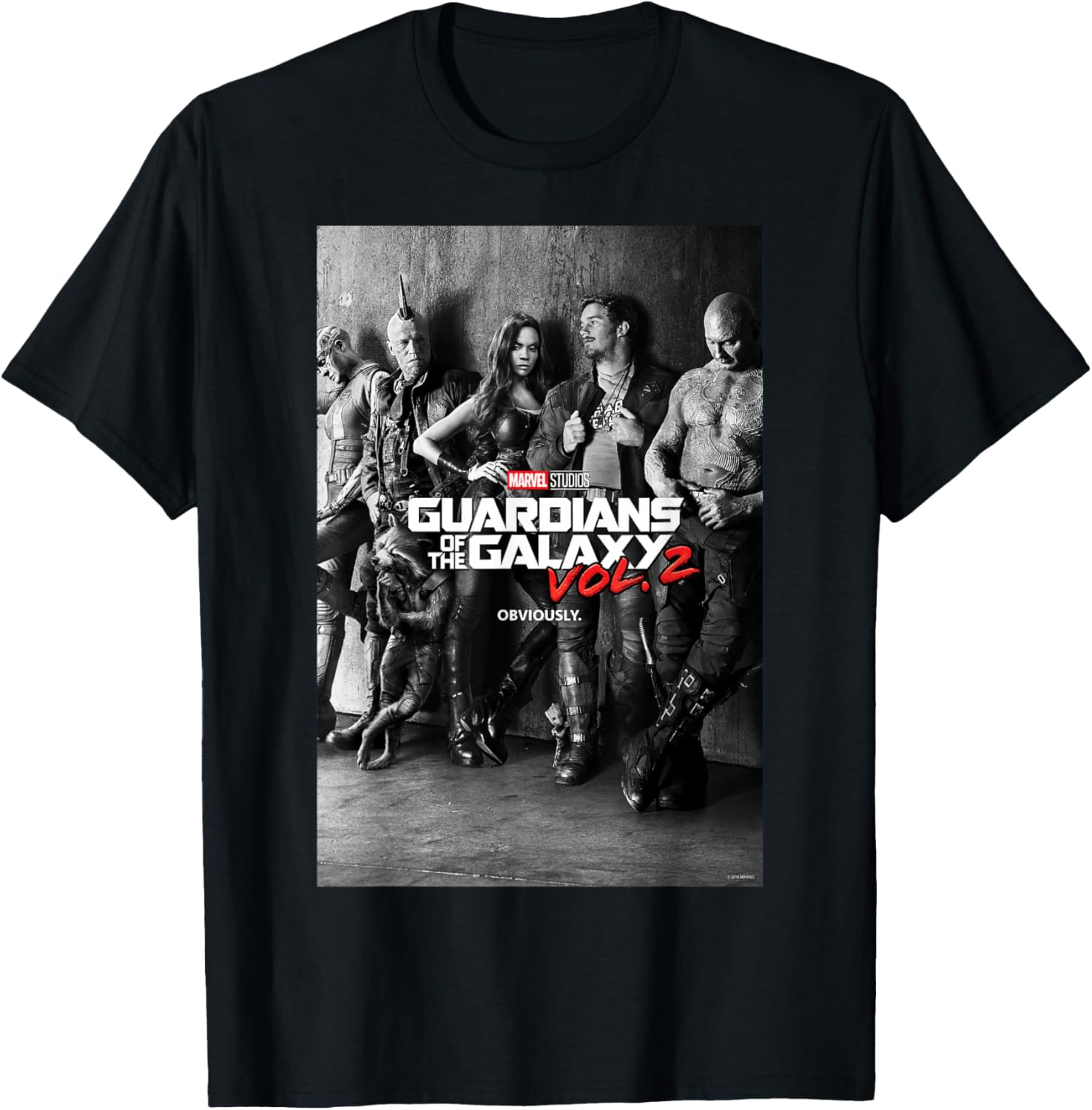 

Футболка с постером и групповым фото из фильма «Стражи Галактики. Том 2» от Marvel, черный