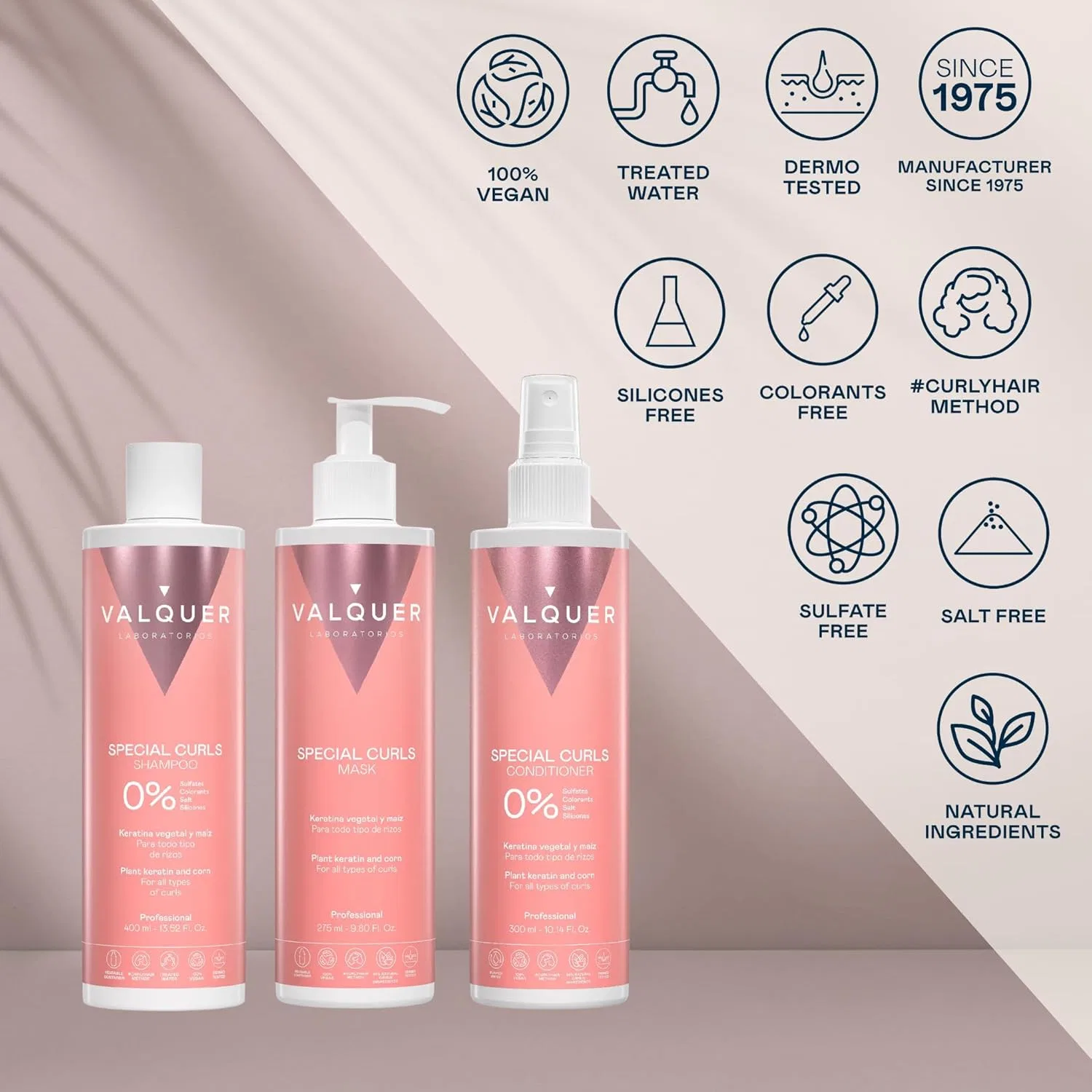 Набор Valquer Special Curl Care Set для кудрявых волос: шампунь, маска, кондиционер Valquer Laboratorios — фото 2