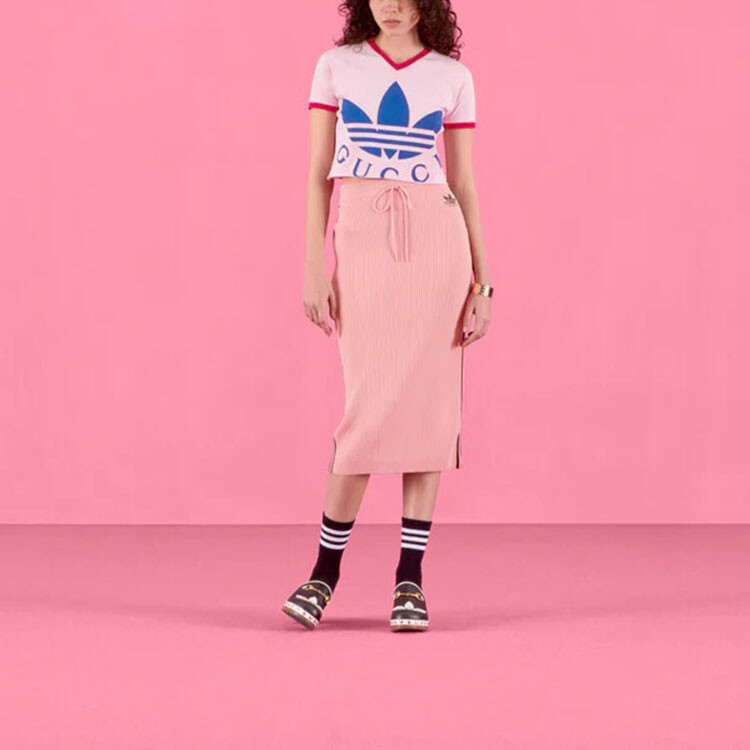 Топ укороченный Adidas Originals x Gucci, розовый — фото 2