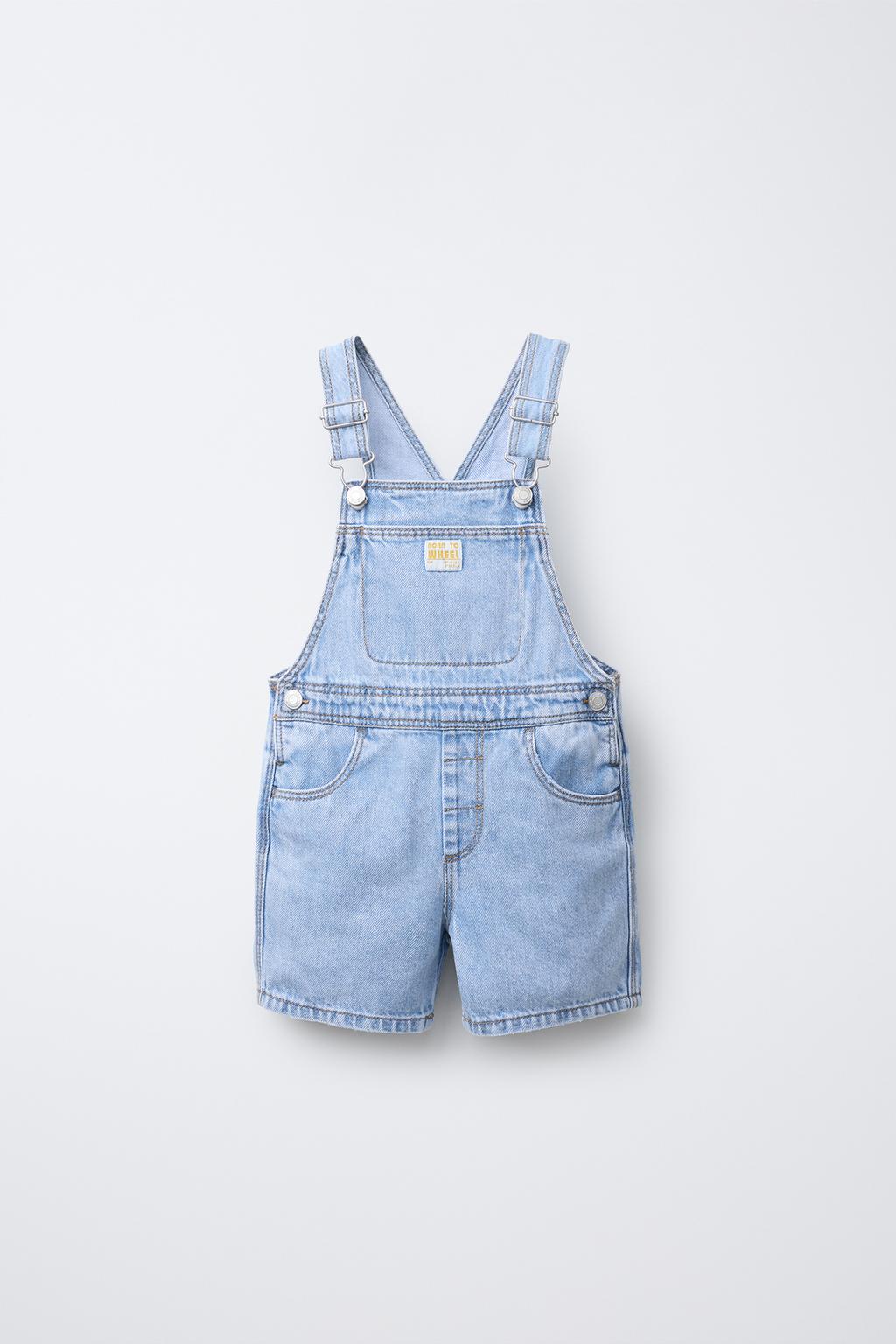 

Короткие джинсовые комбинезоны ZARA, светло-синий