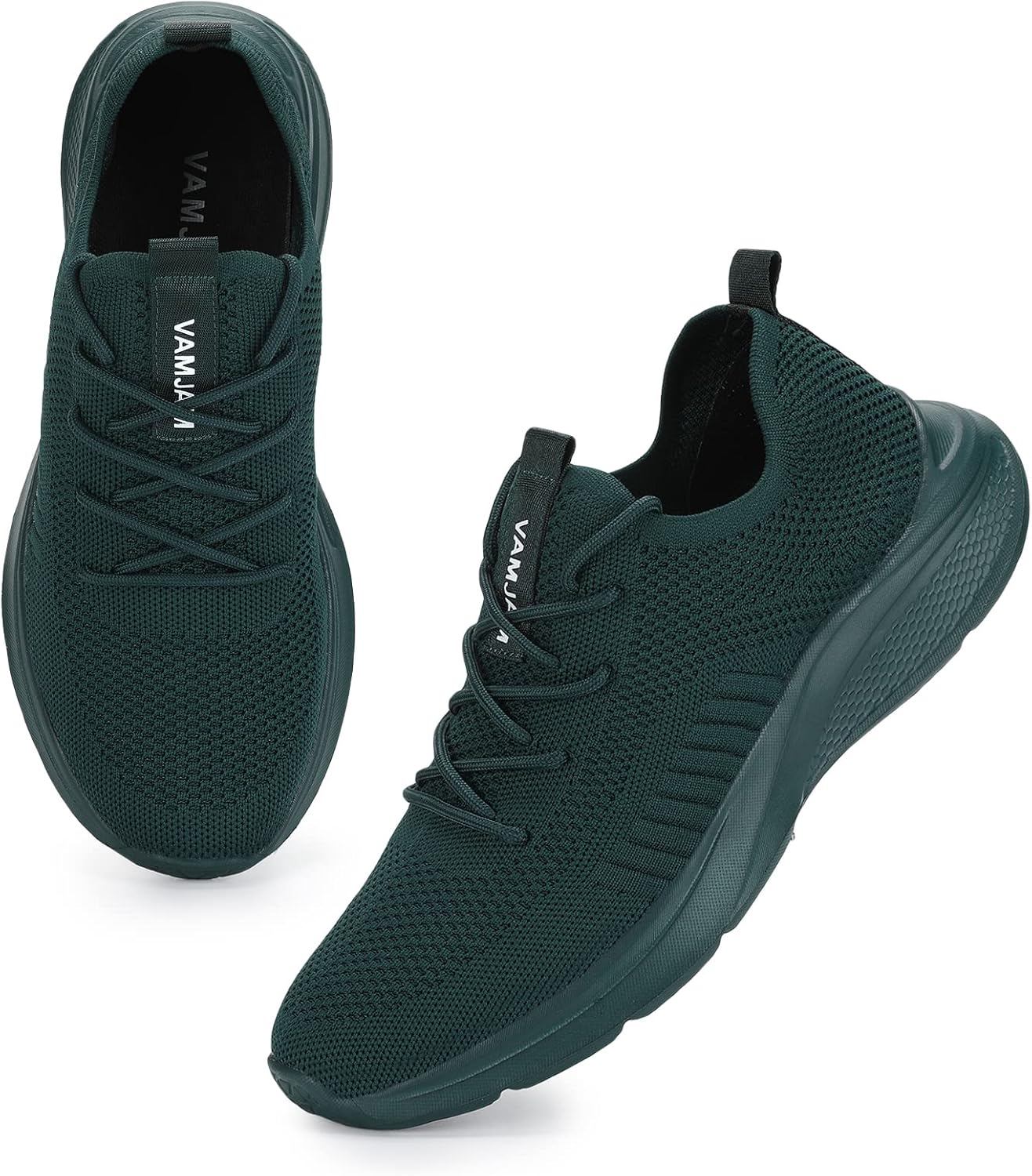 

Мужские кроссовки VAMJAM для бега - модные кеды, легкие и дышащие, с верхом из вязаной сетки, шнуровкой, для ходьбы, тренировок и повседневного спорта, зеленый