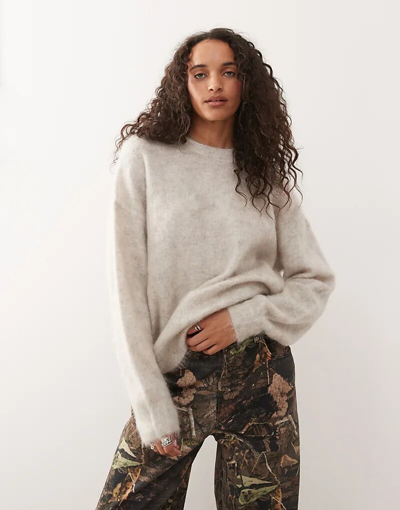 

Джемпер Weekday из смеси шерсти и мохера премиум-класса светло-бежевого меланжа