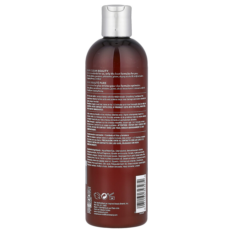 Hask Beauty, Keratin Protein, Разглаживающий кондиционер, 12 жидких унций (355 мл) — фото 2