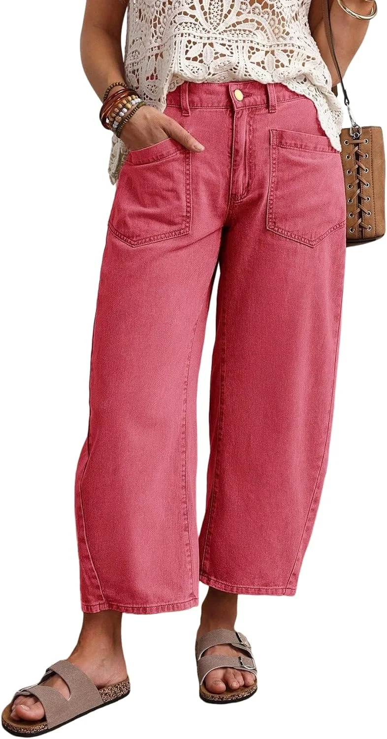 

EARKOHA женские джинсы Casual Loose Distressed Wide-Leg