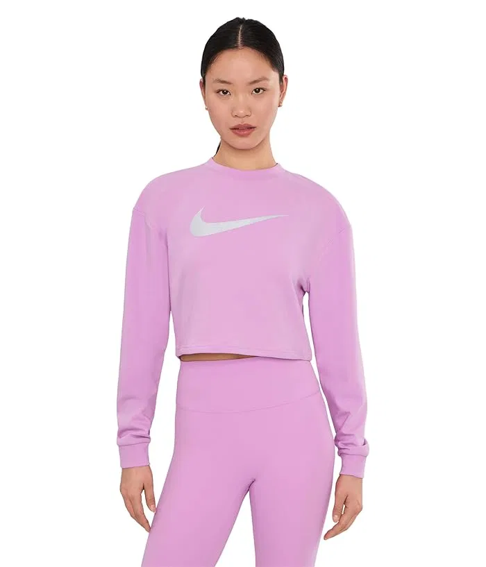 Футболка Nike Pro Dri-FIT с круглым вырезом, Light Magenta/Metallic Silver/White