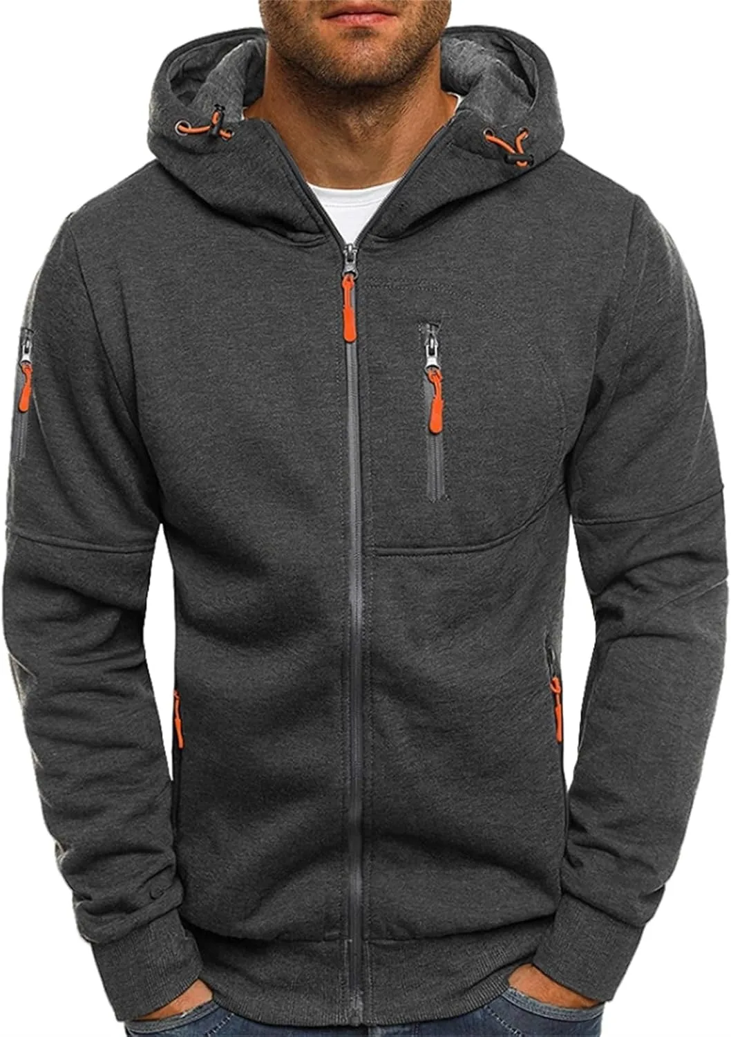 

Мужская толстовка с капюшоном Casual Full Zip на молнии, легкая спортивная куртка с карманами