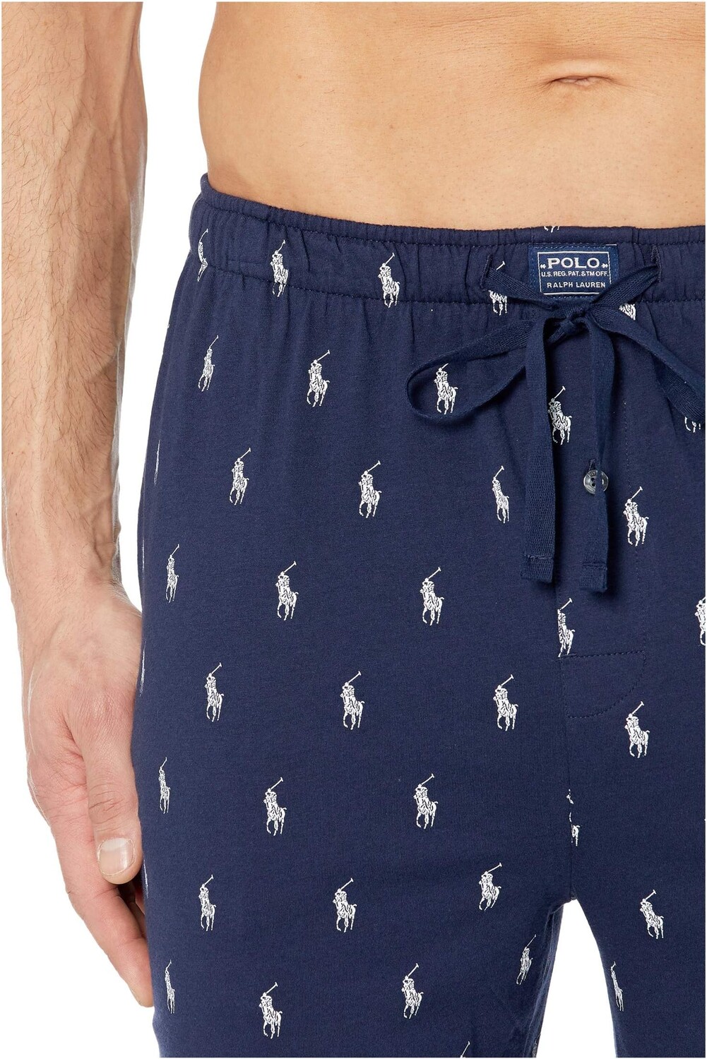 Пижамные брюки из трикотажного джерси с закрытым поясом Polo Ralph Lauren, цвет Cruise Navy/Nevis All Over Pony Player — фото 4